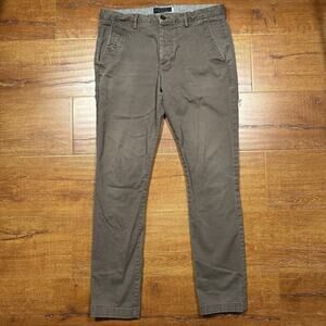 All Saints Chino Pants Mens 32x30 Brown Slim Fit Button Fly Retro Classic City